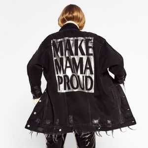 NEW Zara Make Mama Proud Oversized Denim Jacket